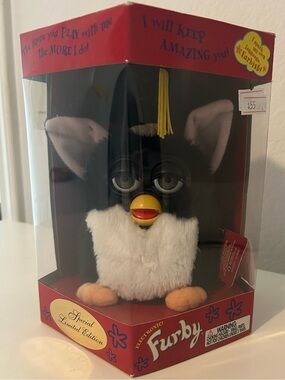 NWT Furby Special Limited Edition Vintage Plush Toy Graduate Black White